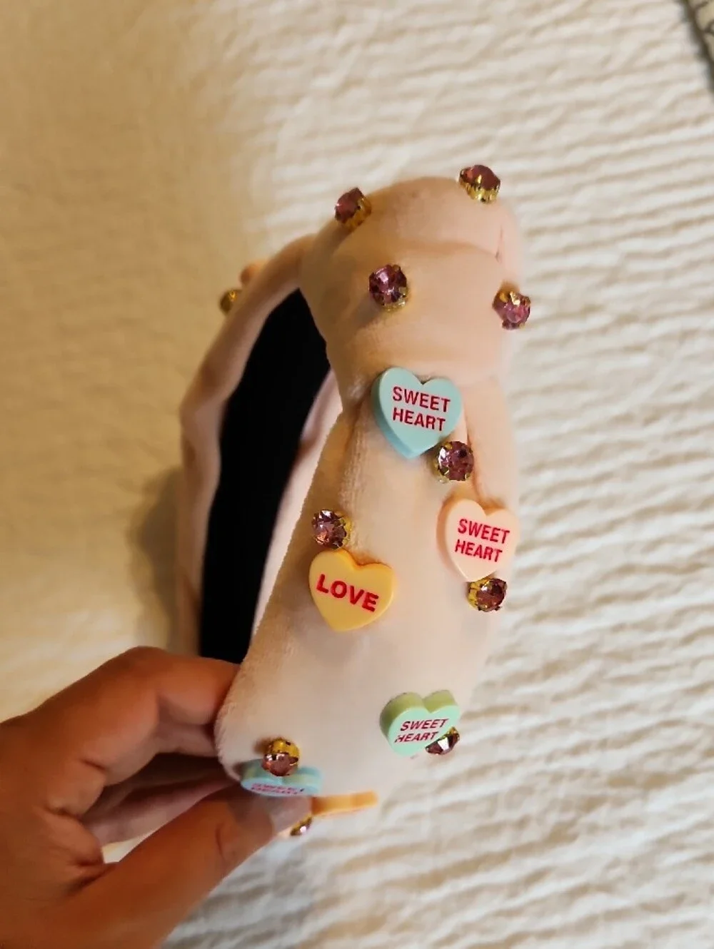 Pink Candy Heart Embellished Kids Headband